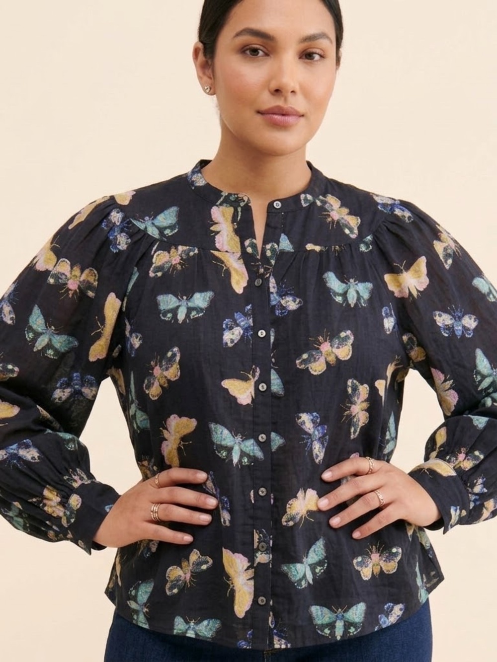 Maeve x Sarah Gordon Anthropologie Butterfly Moth Blouse XL